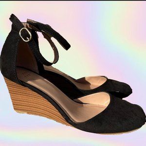 Black And Cream Wedge Platform heels